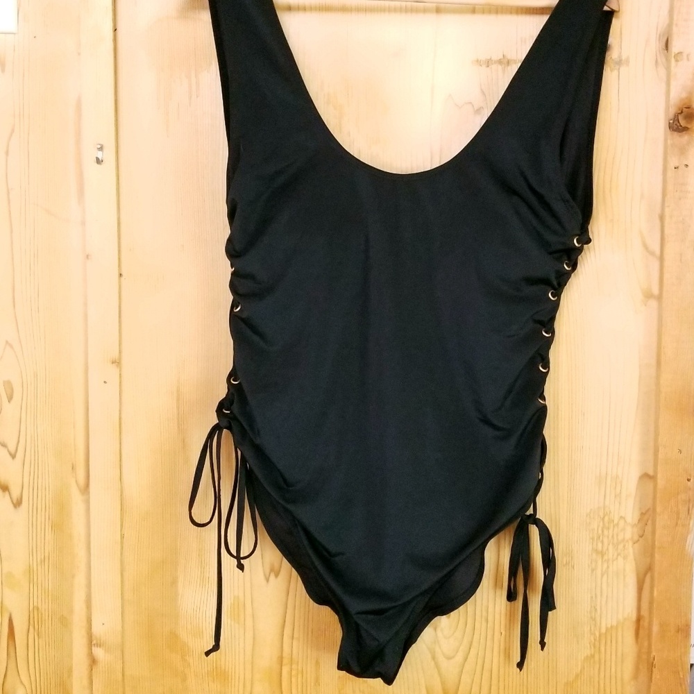 Fashion Nova black one peice bathing suit size XL